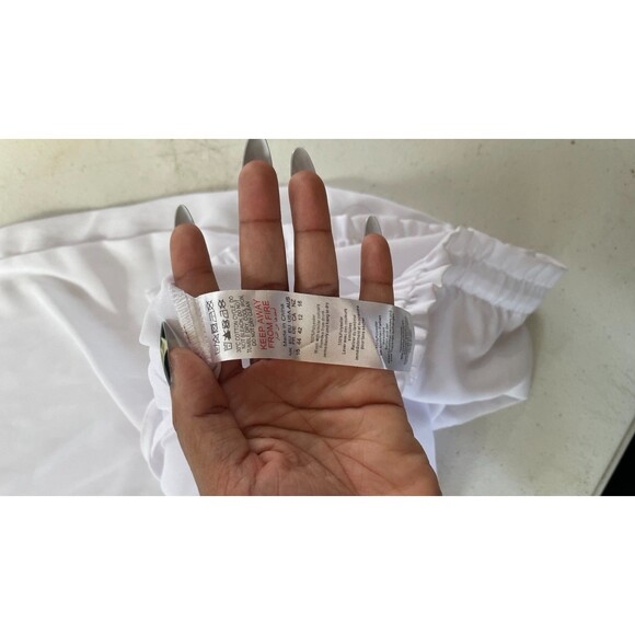 PLT White Sheer Wide Leg Drawstring Pants Size 12 Resort Beach Vacation - Picture 12 of 15